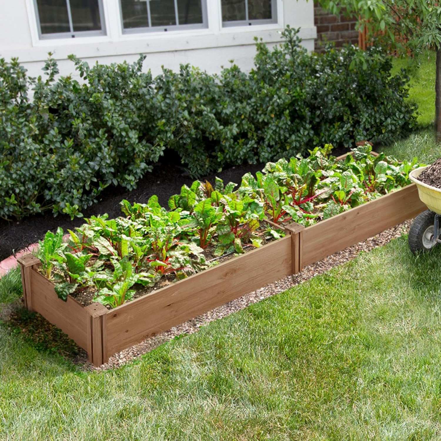 Large Wooden Raised Garden Bed 241cm Dark Brown Planter