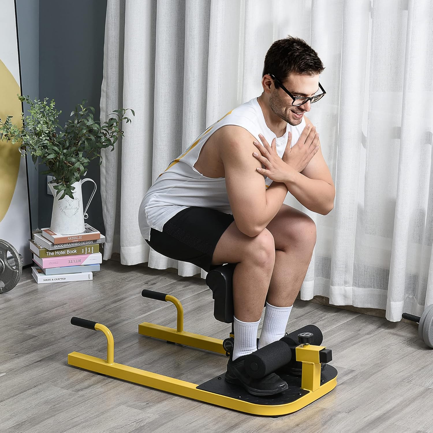 3-in-1 Squat Machine Push Up Stand Hip Thrust Bench Home Gym Trainer