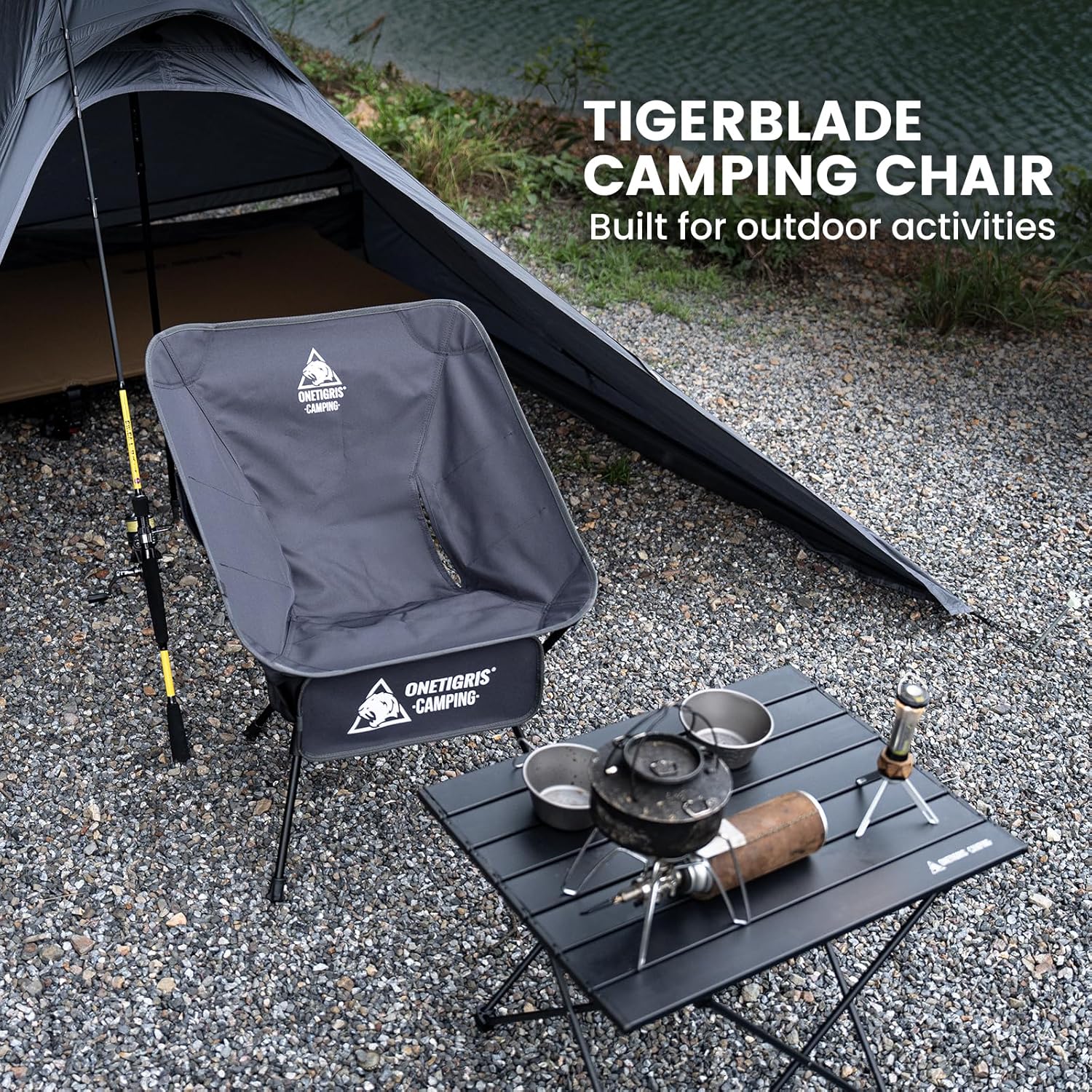 Ultralight Folding Camping Chair 150kg Portable Grey