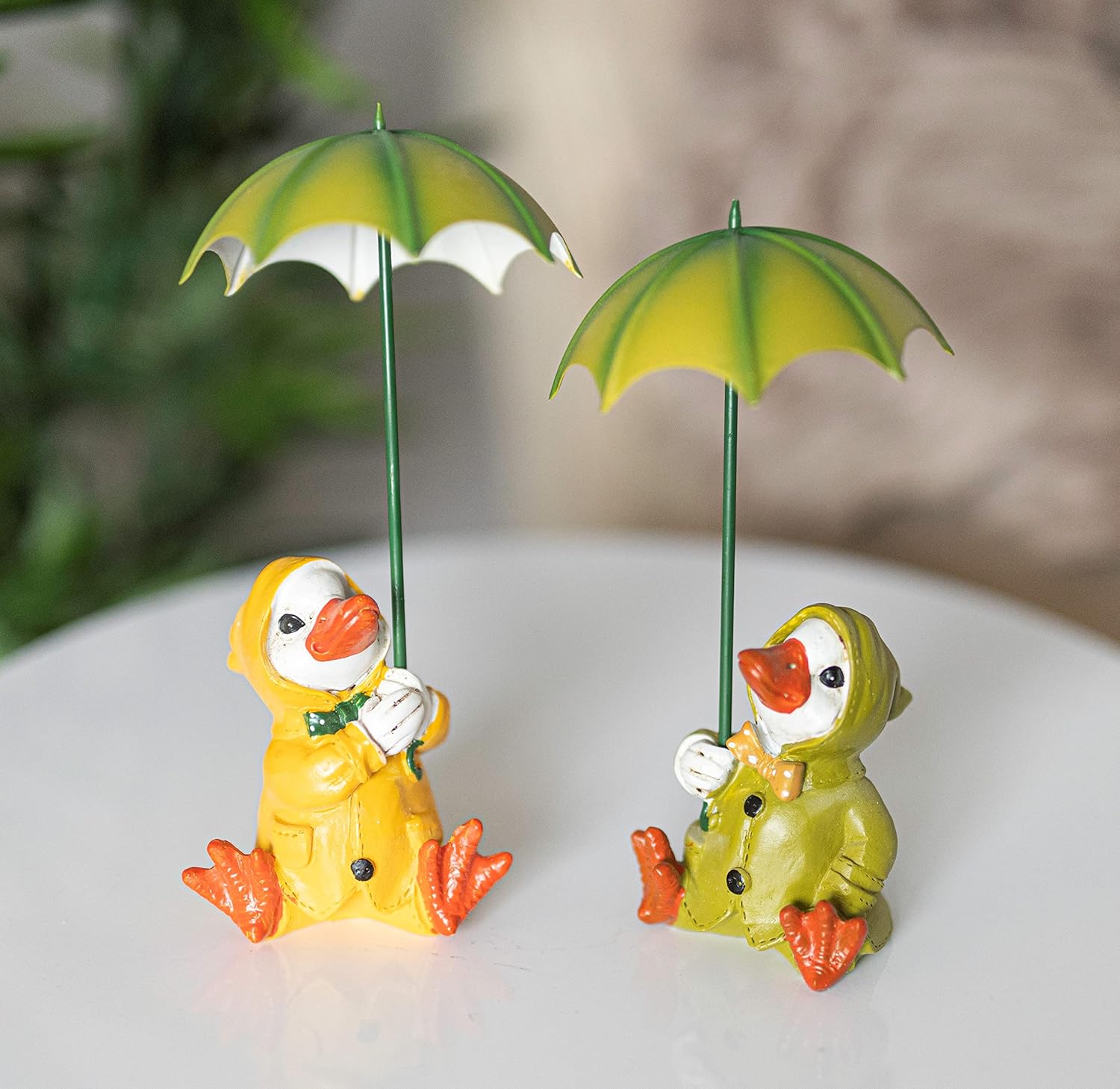 Duck Garden Ornaments Set Umbrella Resin Outdoor Patio Decor