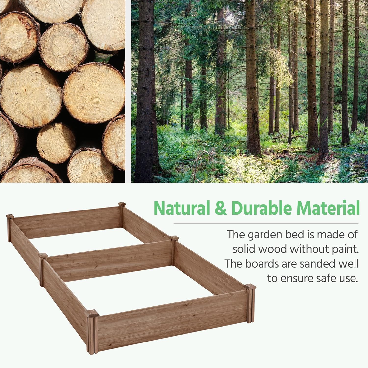 Extra Large Wooden Raised Garden Bed 241cm Dark Brown