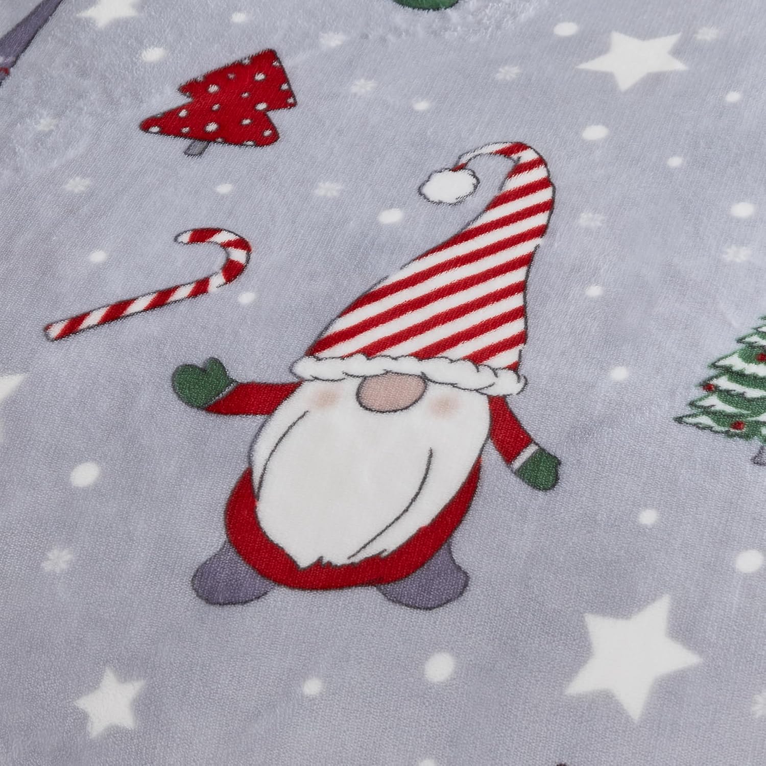 Christmas Gnome Fleece Duvet Cover Set Double Grey Bedding