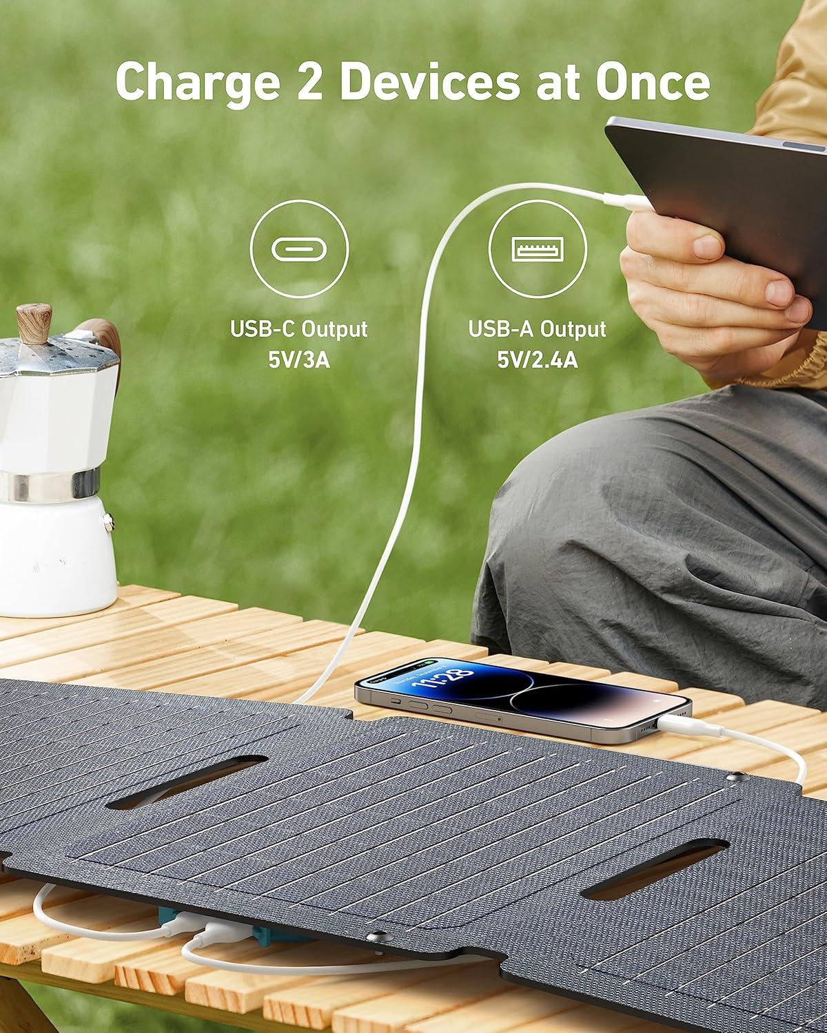 30W Foldable Solar Panel Portable USB C Charger Camping