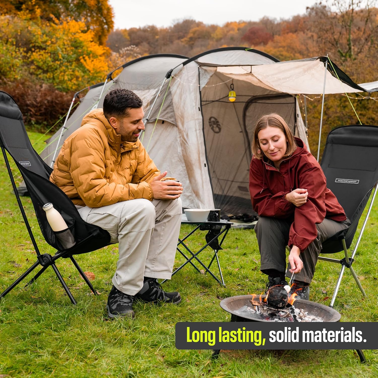 Lightweight Folding Camping Chair High Back Cup Holder Carry Bag
