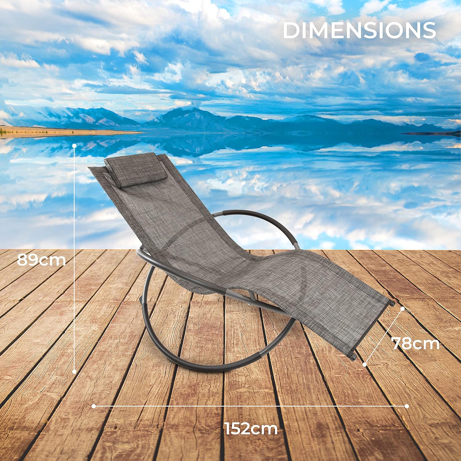 Rocking Moon Chair Zero Gravity Sun Lounger Grey