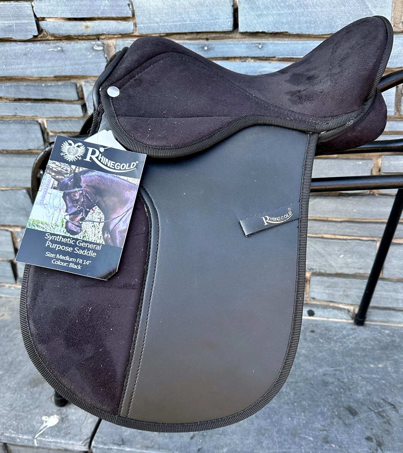 Black Pony GP Saddle 14 Inch Synthetic Lightweight Medium Fit