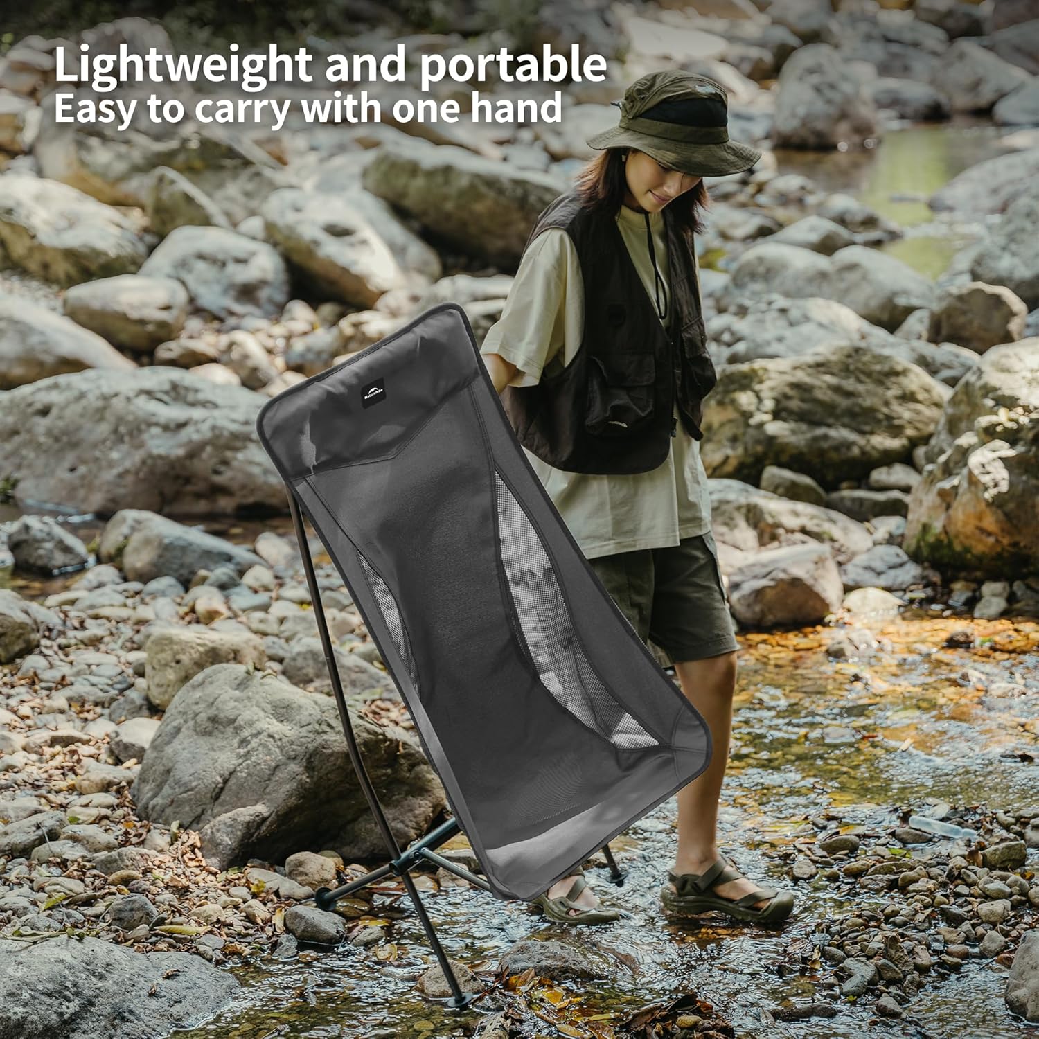Ultralight Folding Camping Chair 150KG Grey