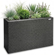 Large Tall Rattan Planter Box 95cm Black with 4 Pots