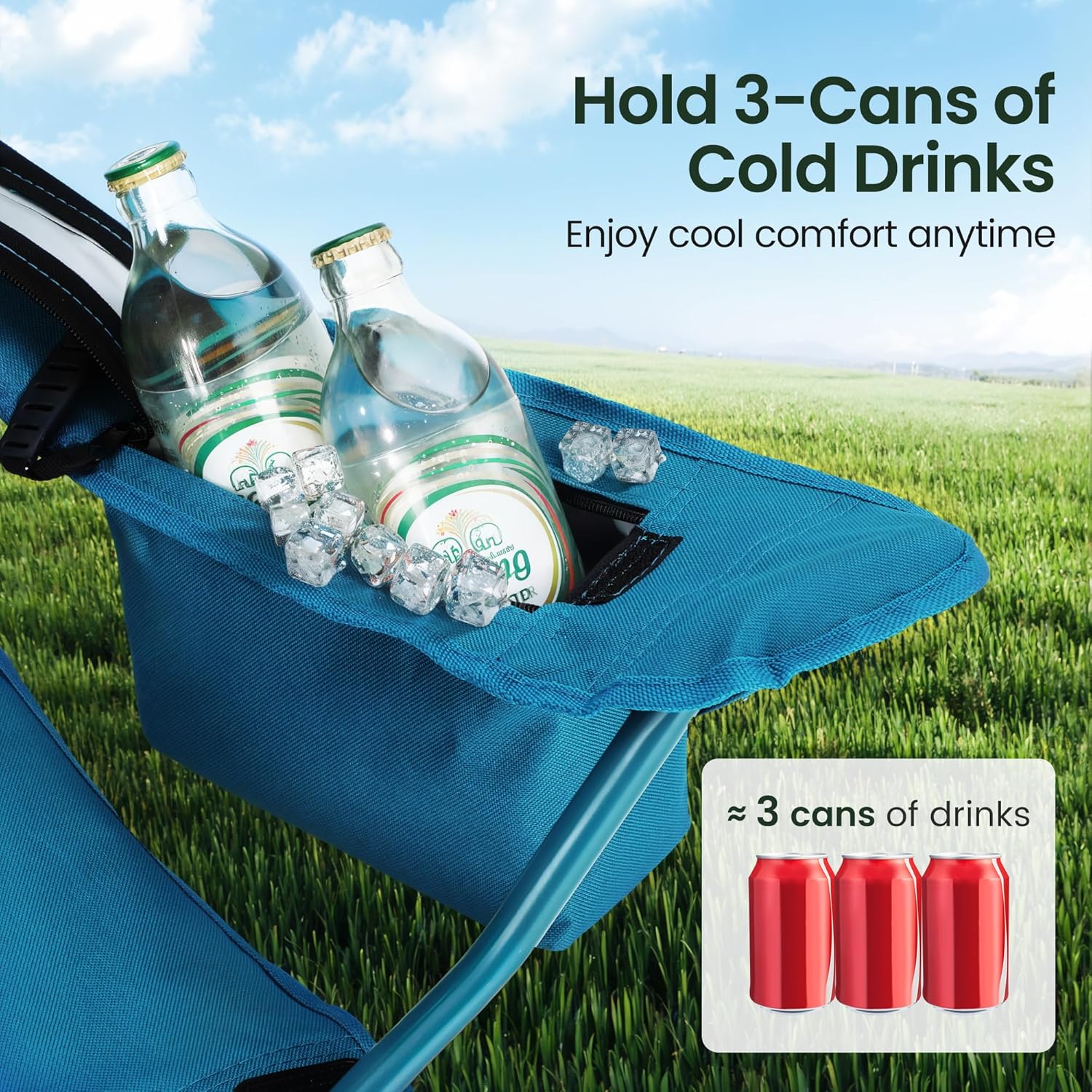 Camping Chairs 2 Pack Cooler Bag Mesh Back Blue