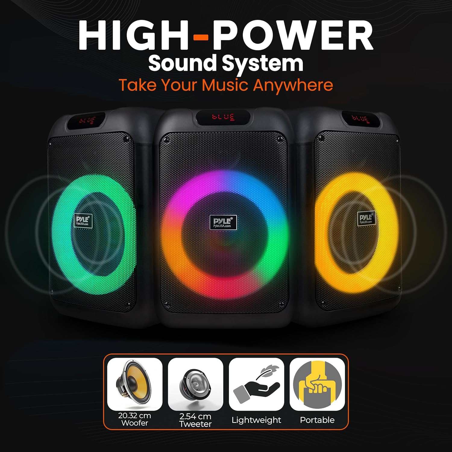 Portable Bluetooth Party Speaker 100W Bass TWS Wheels Outdoor