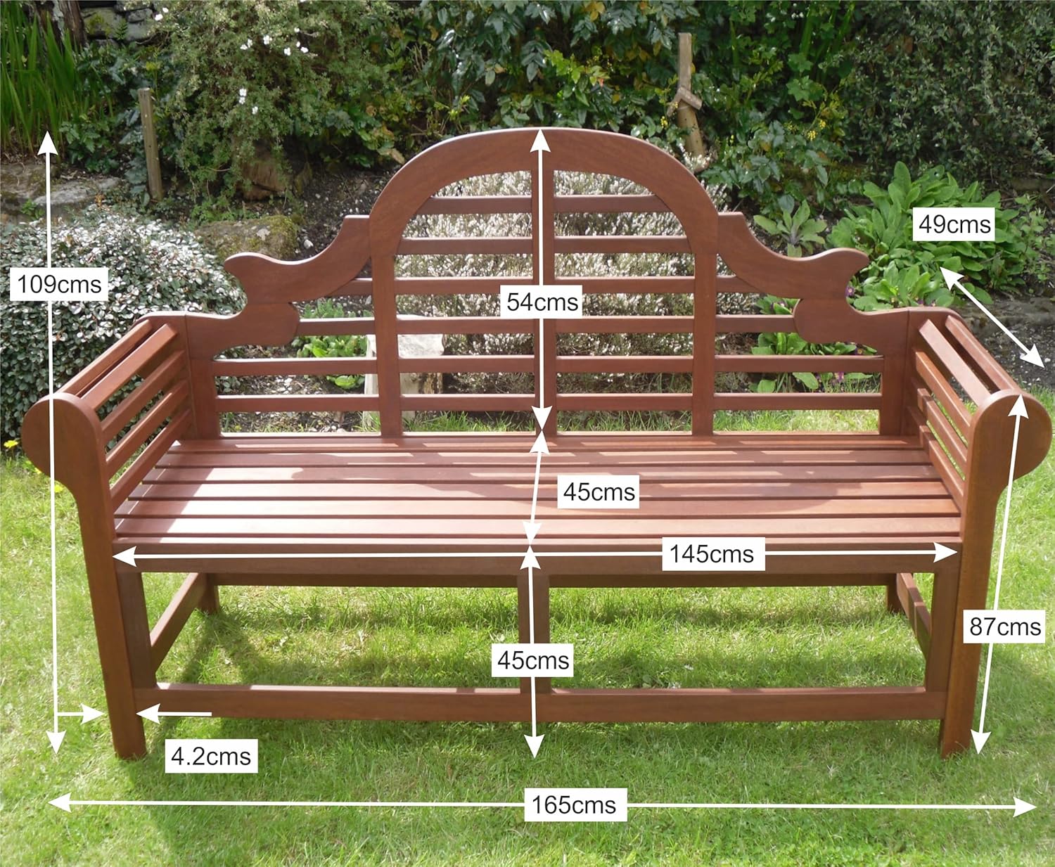 3 Seater Lutyens Style Wooden Garden Bench Hardwood Patio Seat