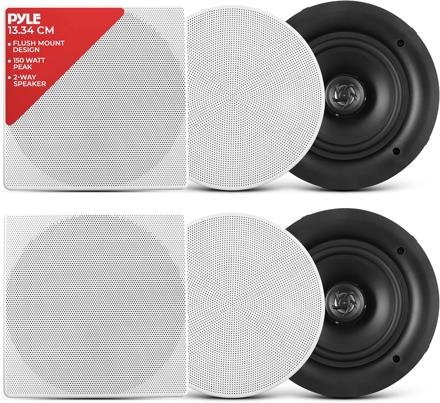 5.25 Inch In Ceiling Wall Speakers 150W Flush Mount Stereo Pair