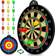 Magnetic Dart Board Set Kids Safe Double Sided Game 12 Darts