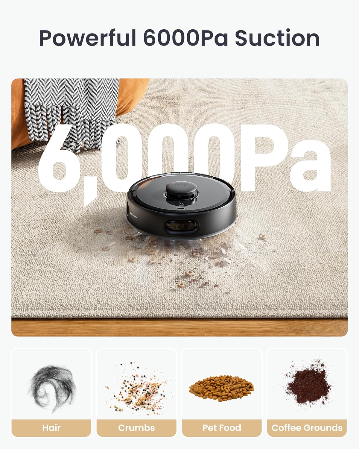 Robot Vacuum Mop Self Empty 6000Pa LiDAR Smart Mapping Slim