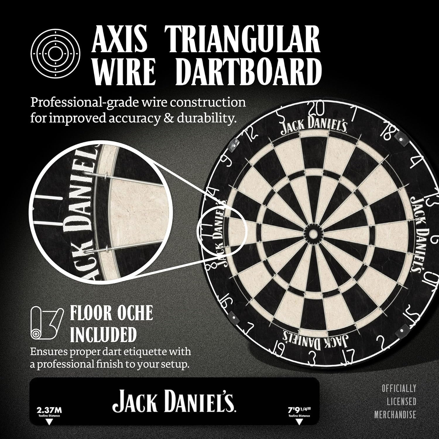 Dartboard Cabinet Set 18in Board 6 Darts Oche Score Panels Wood