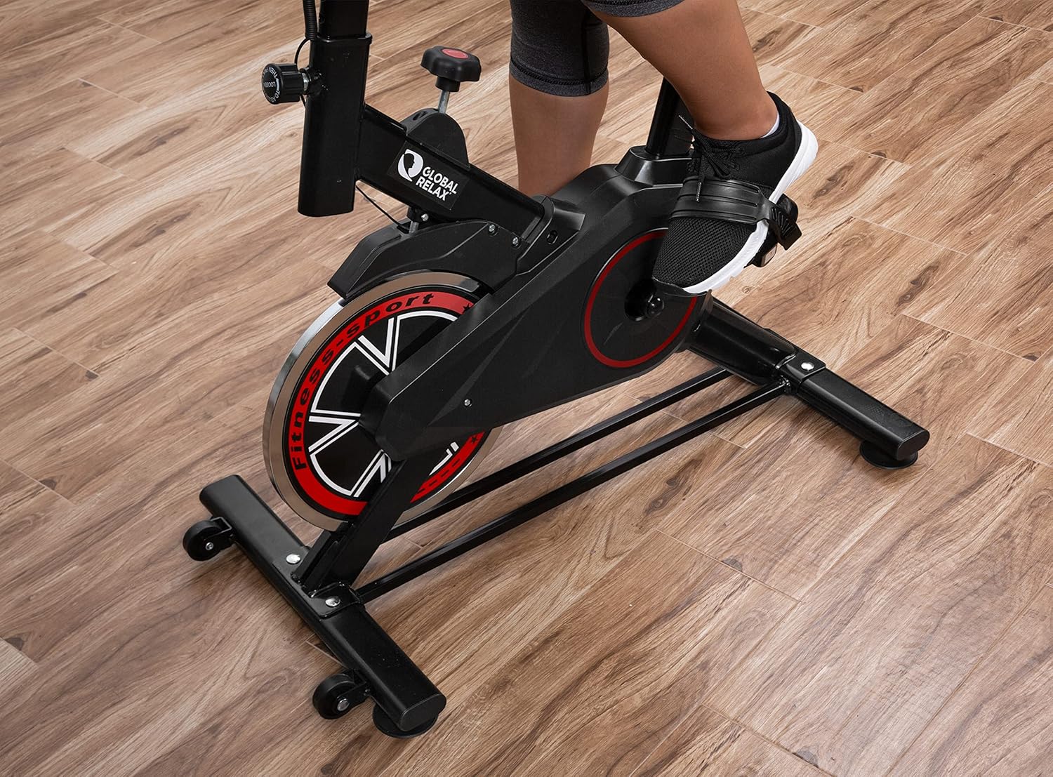 Indoor Exercise Bike Cardio Trainer w/ LCD Monitor Adjustable Seat