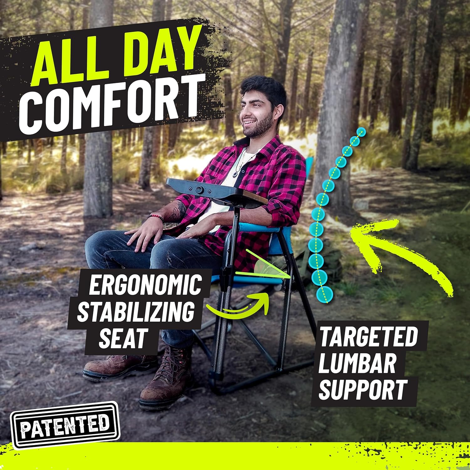 Ergonomic Director Camping Chair with Side Table Black