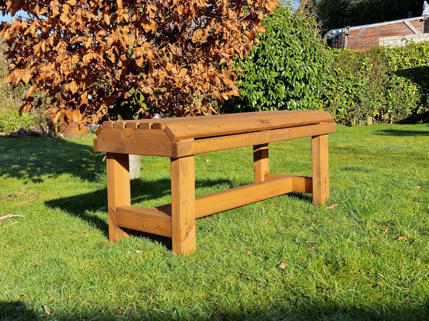 Wooden Garden Bench Redwood Outdoor Patio Seat 100cm