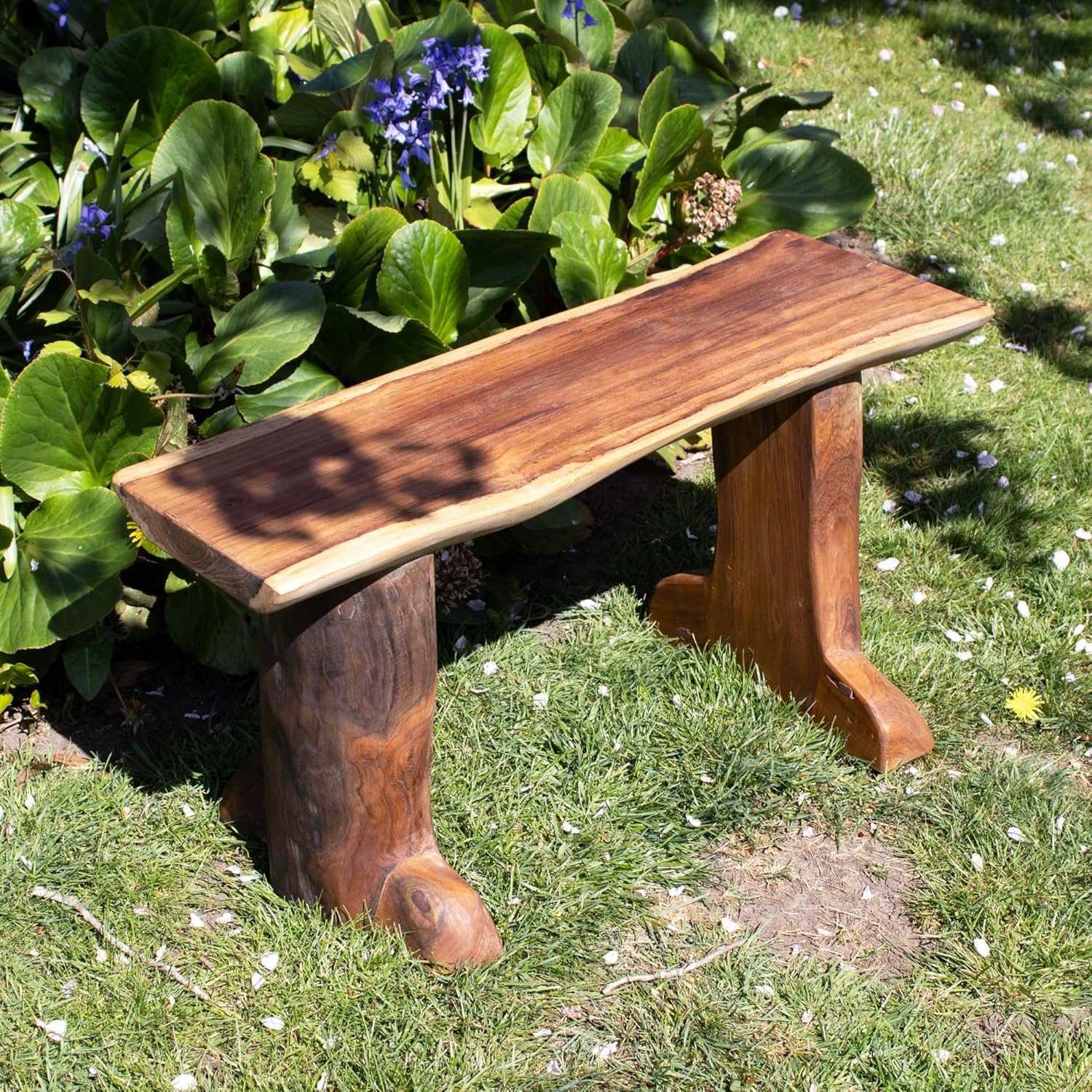 Rustic Teak Root Garden Bench Handmade Wooden Seat 80cm