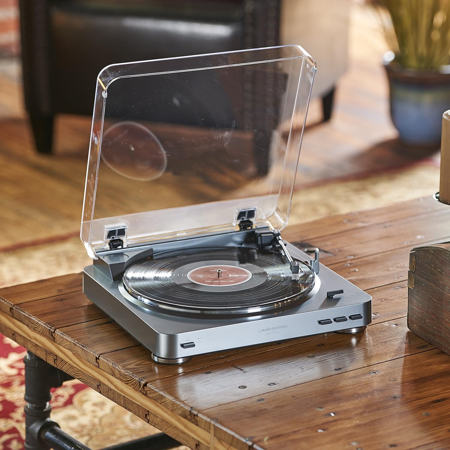 Fully Automatic Turntable Belt Drive USB Vinyl Converter Silver