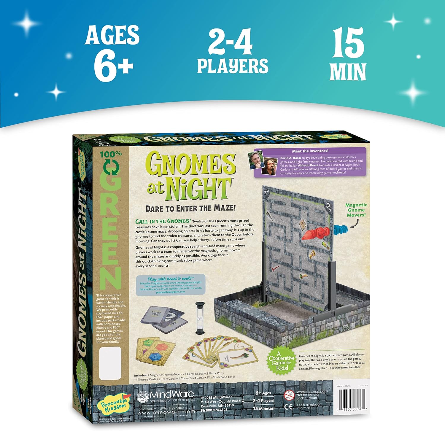 Kids Board Game Gnomes at Night Cooperative Family Game Age 6