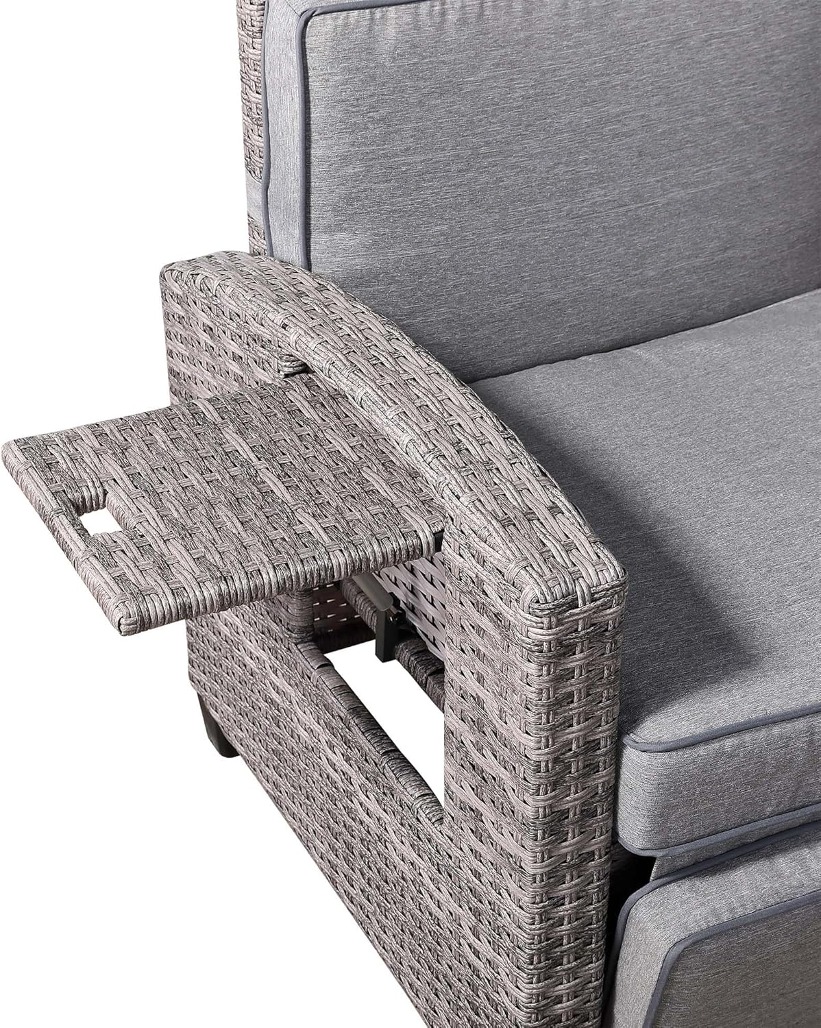 Rattan Reclining Lounge Chair Garden Patio Sun Lounger Mix Grey