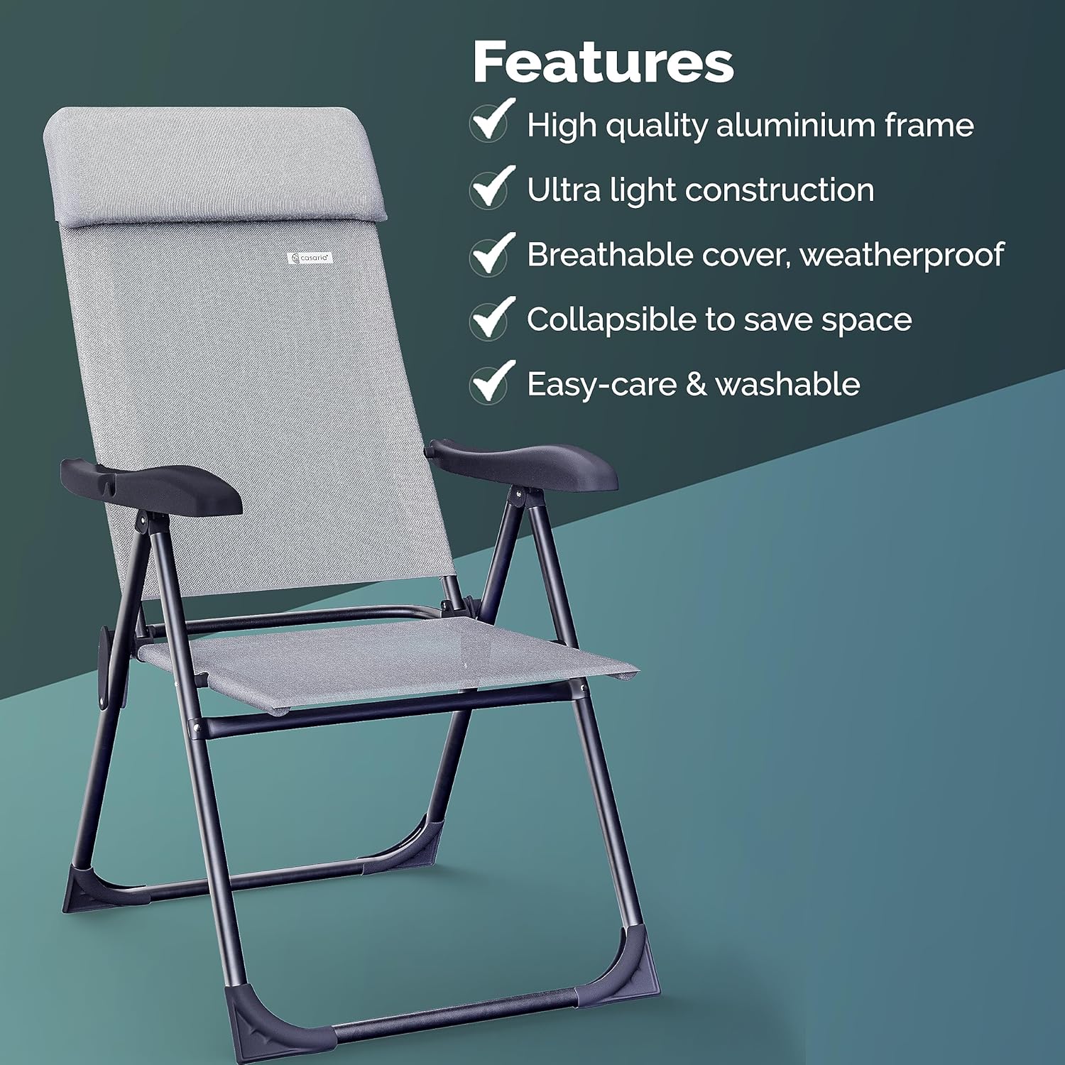 4 Pack Grey Melange Folding Garden Chairs High Back