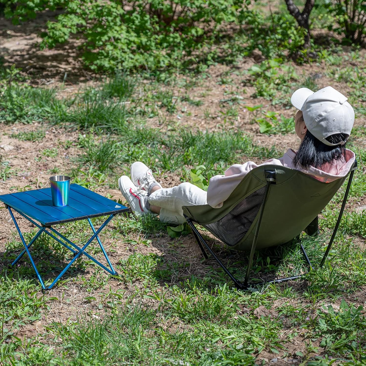Low Ultralight Camping Chair Compact Folding Seat Green