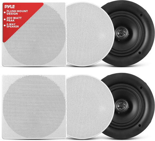 6.5 Inch In Ceiling Wall Speakers 200W Flush Mount Stereo Pair