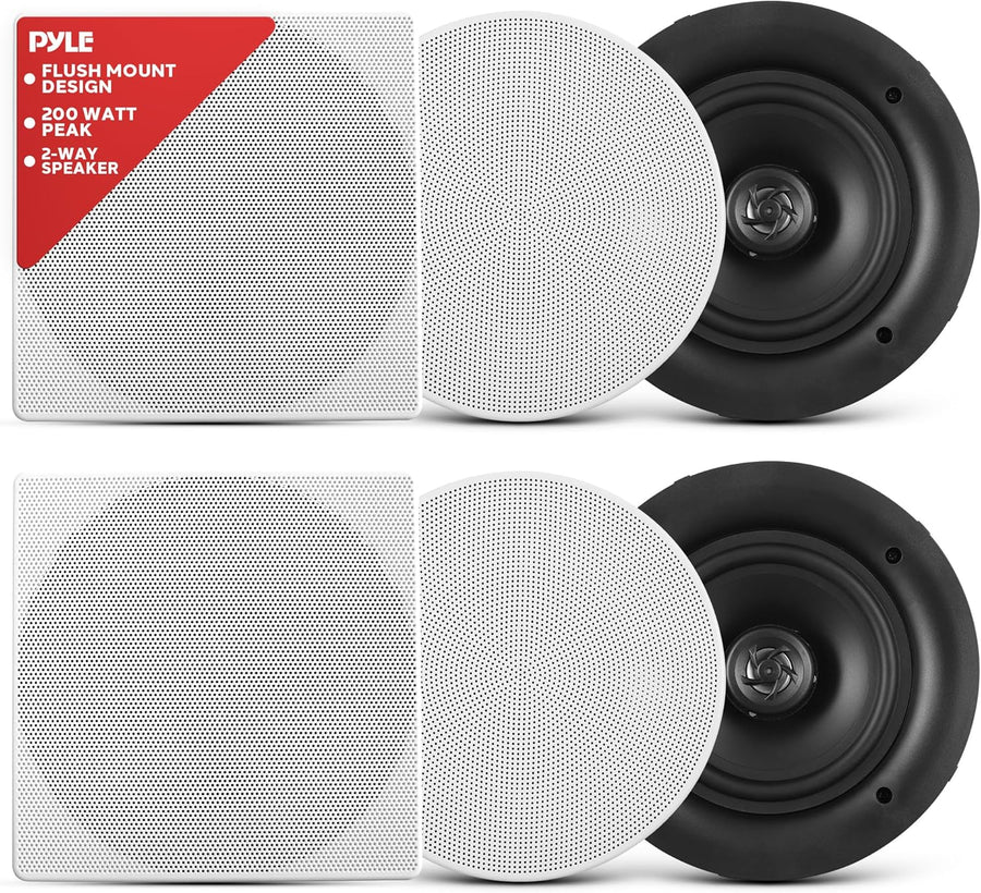 6.5 Inch In Ceiling Wall Speakers 200W Flush Mount Stereo Pair