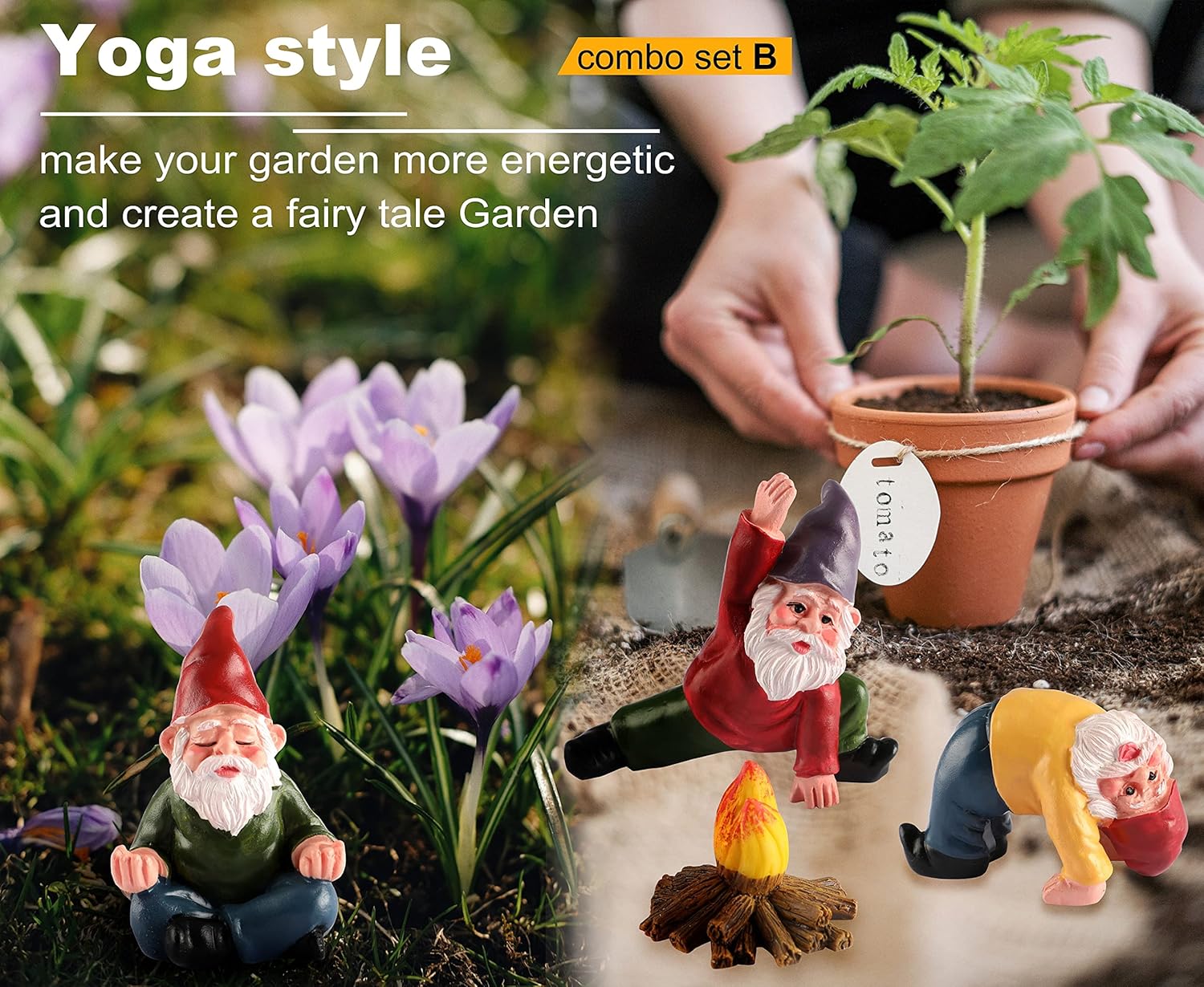 5Pcs Mini Yoga Garden Gnomes Resin Fairy Pot Decor Set