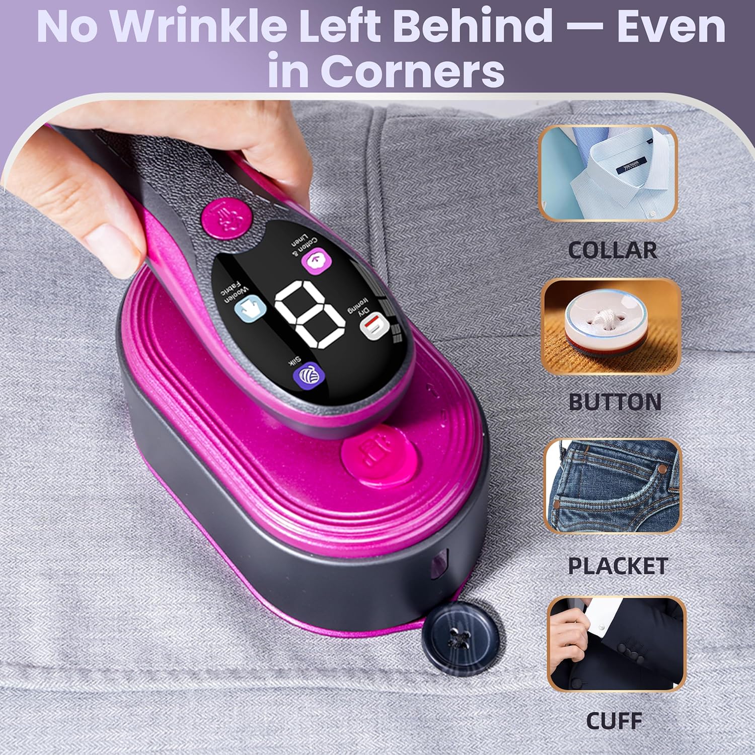 Travel Garment Steamer 1200W 10s Heat 2in1 LCD Portable