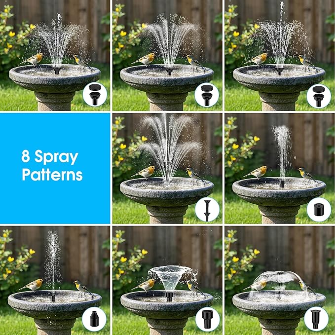 8W Solar Pond Fountain Pump Battery Backup 300LH Garden Water Pump