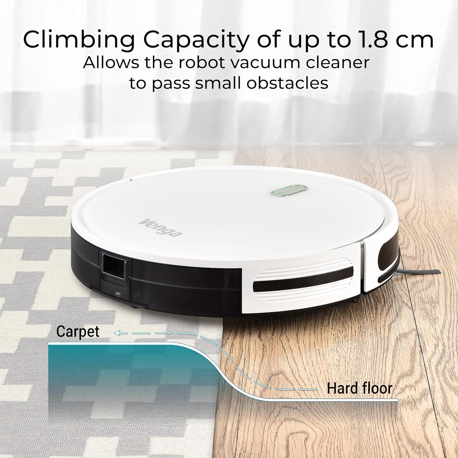 Robot Vacuum Mop 1600Pa Easy Use One Touch 6 Modes Quiet Auto