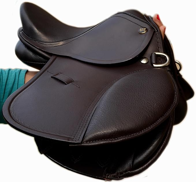 Kids Leather English Jumping Saddle 12 Seat Youth Riding