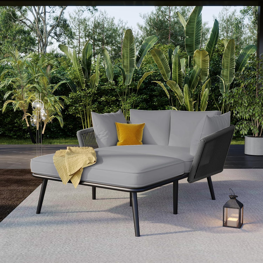 Outdoor Garden Sofa Bed Daybed 2 Seater Grey