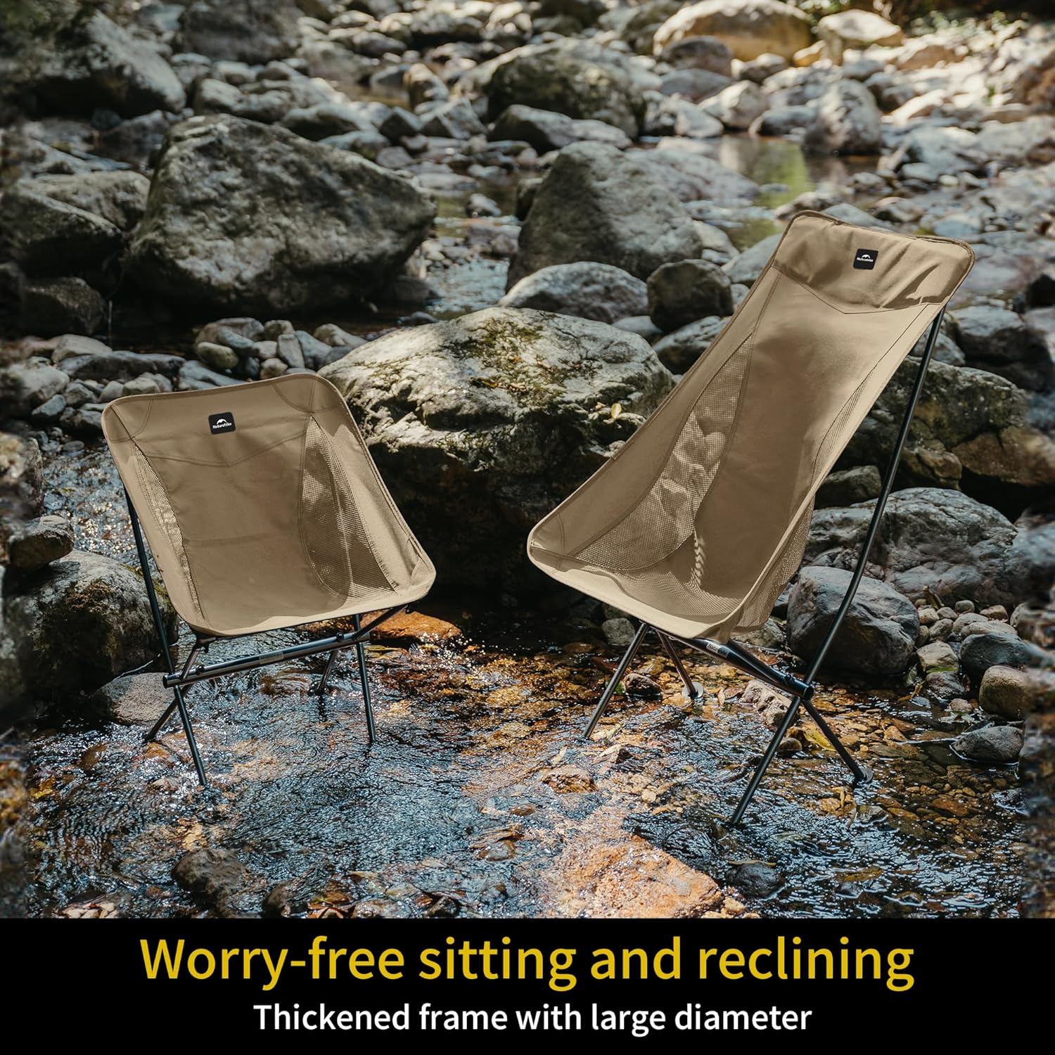 Ultralight Camping Chair Non Slip Feet Brown