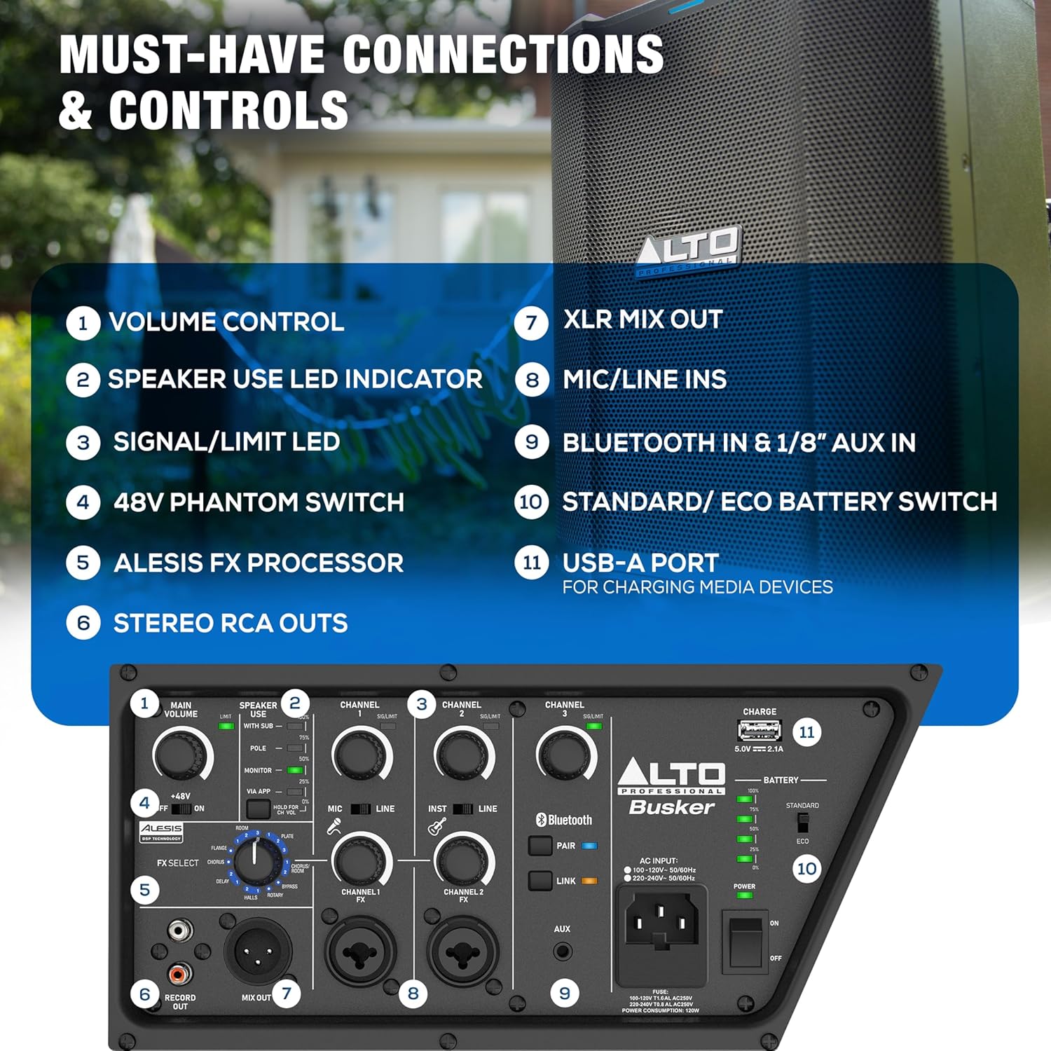200W Portable PA Speaker Bluetooth Mixer Battery Powered PA System