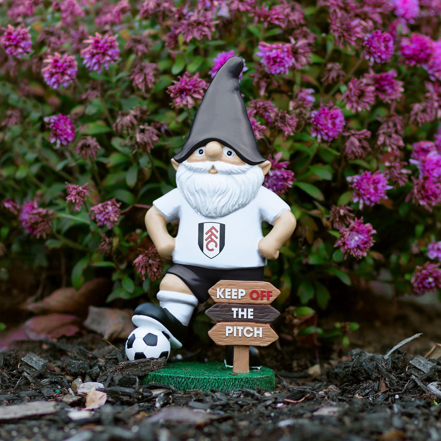 Football Garden Gnome Keep Off Pitch Ornament Fan Decor 20cm