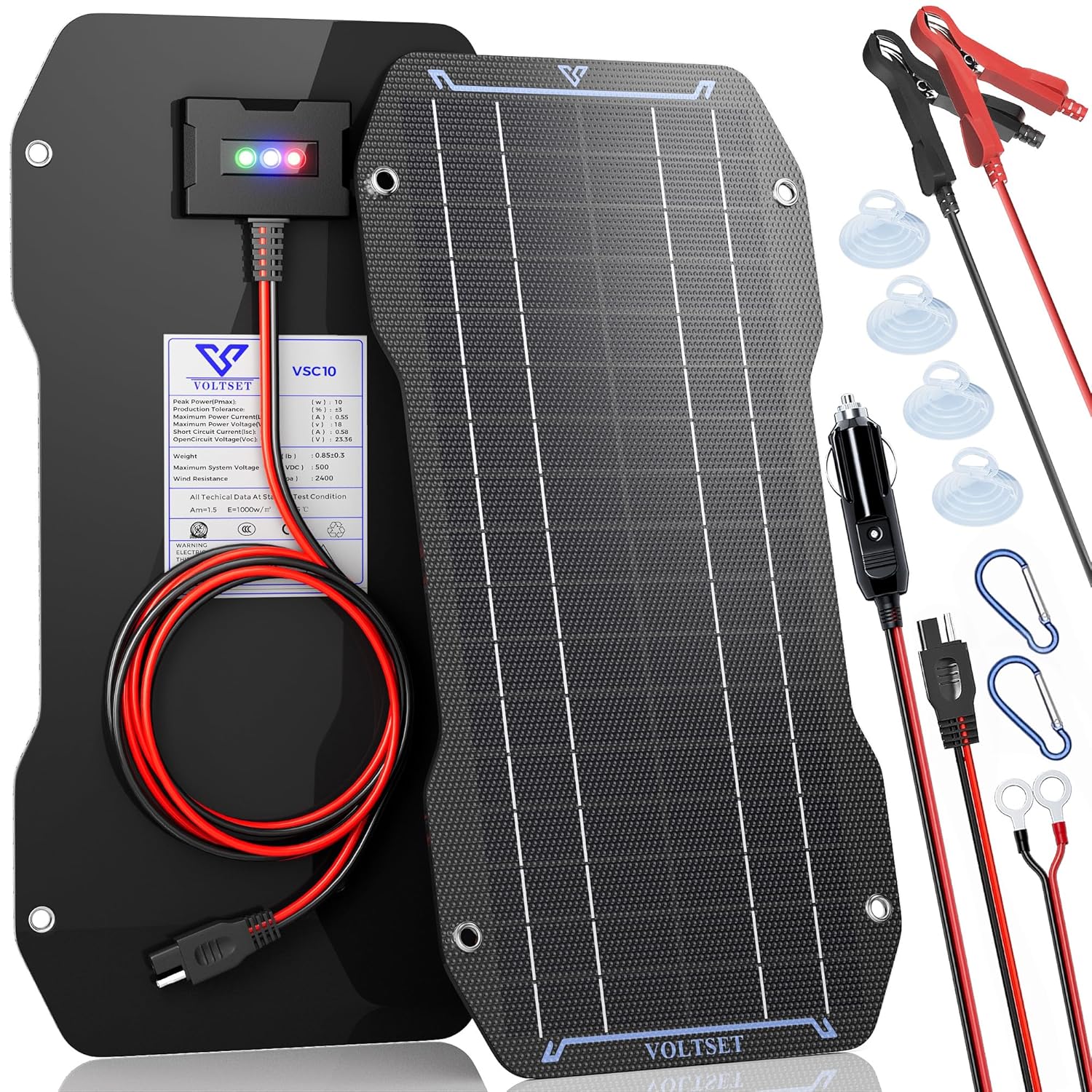 10W Solar Car Battery Charger 12V Waterproof Trickle Charger