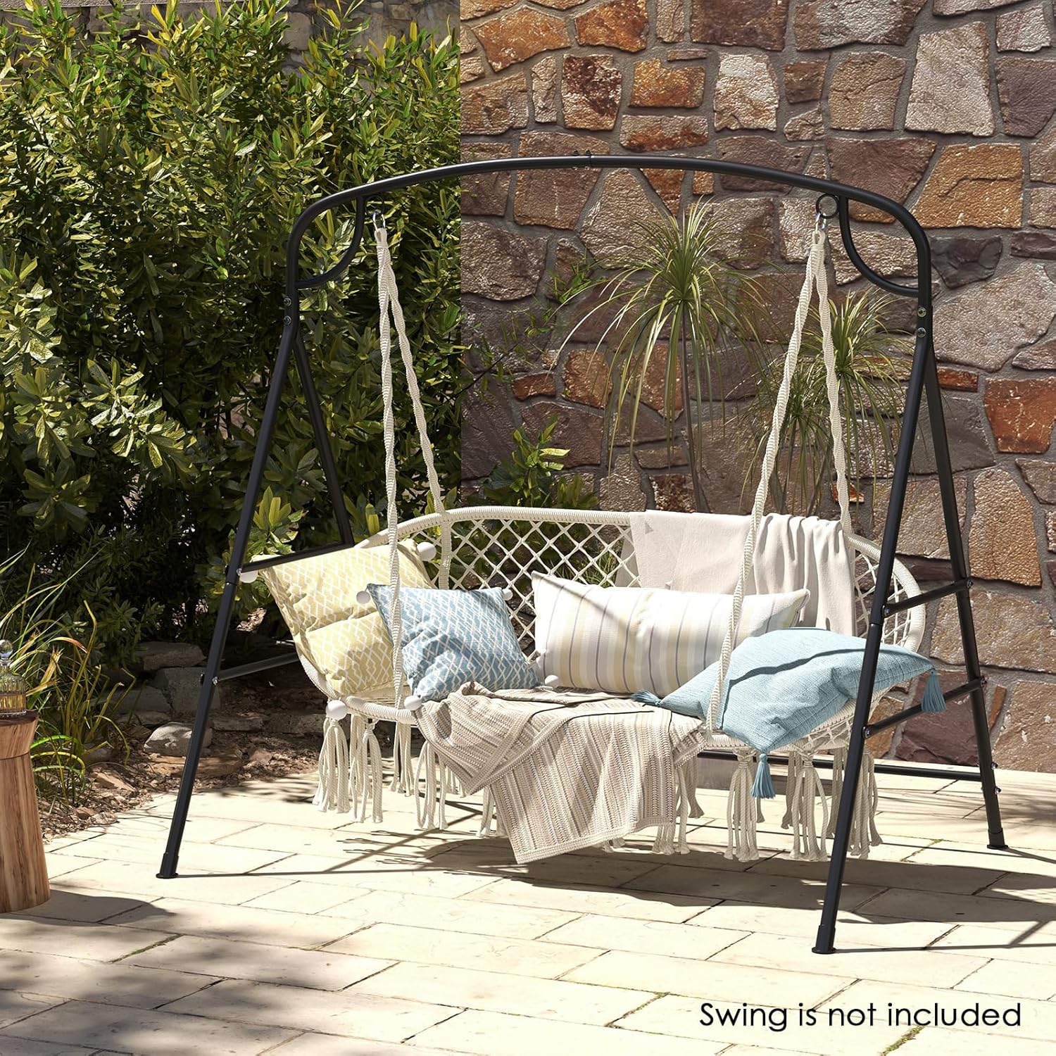 Outdoor Metal Swing Frame A Shape Stand Black 240kg
