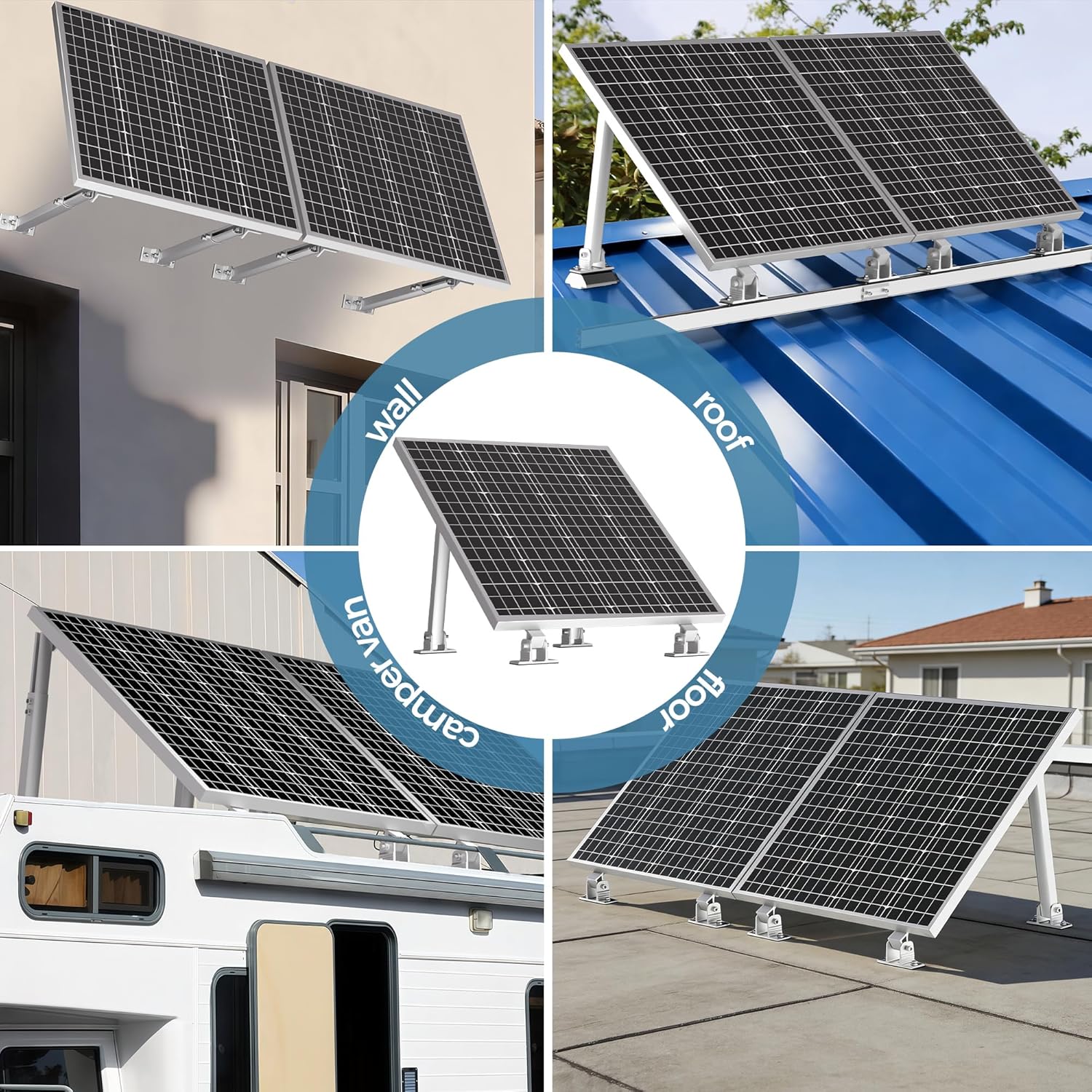 Adjustable Solar Panel Mount Bracket 2 Panel Balcony Roof Wall