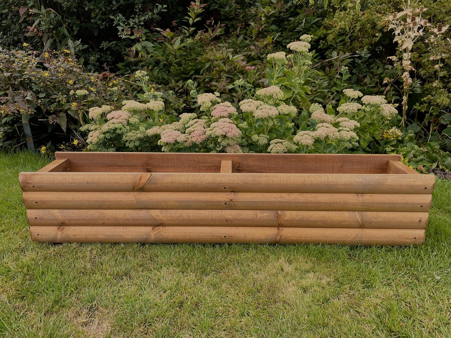 120cm Wooden Trough Planter Log Style Garden Flower Box