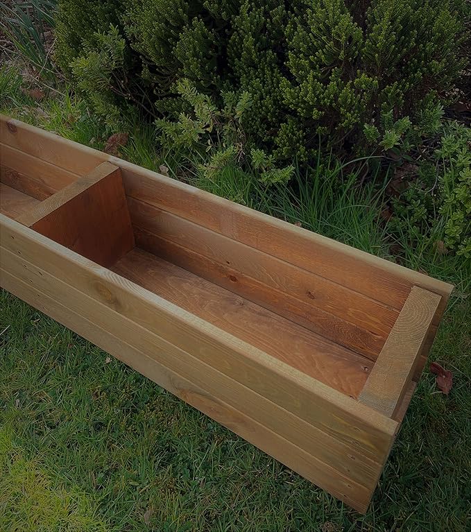 Extra Large Wooden Garden Trough Planter 120cm Brown