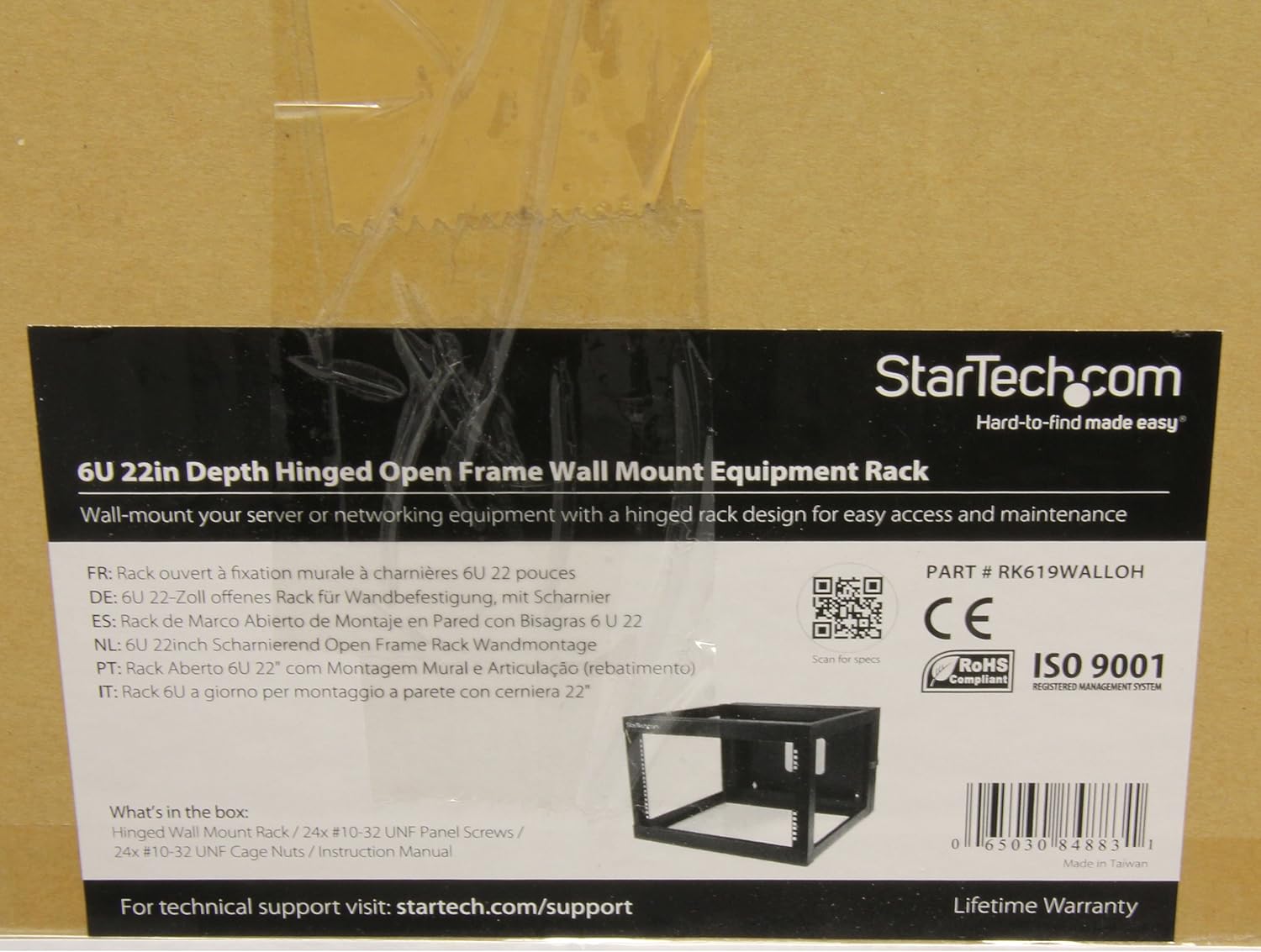 6U Hinged Wall Mount Network Rack 19 Inch 4 Post Swing Out