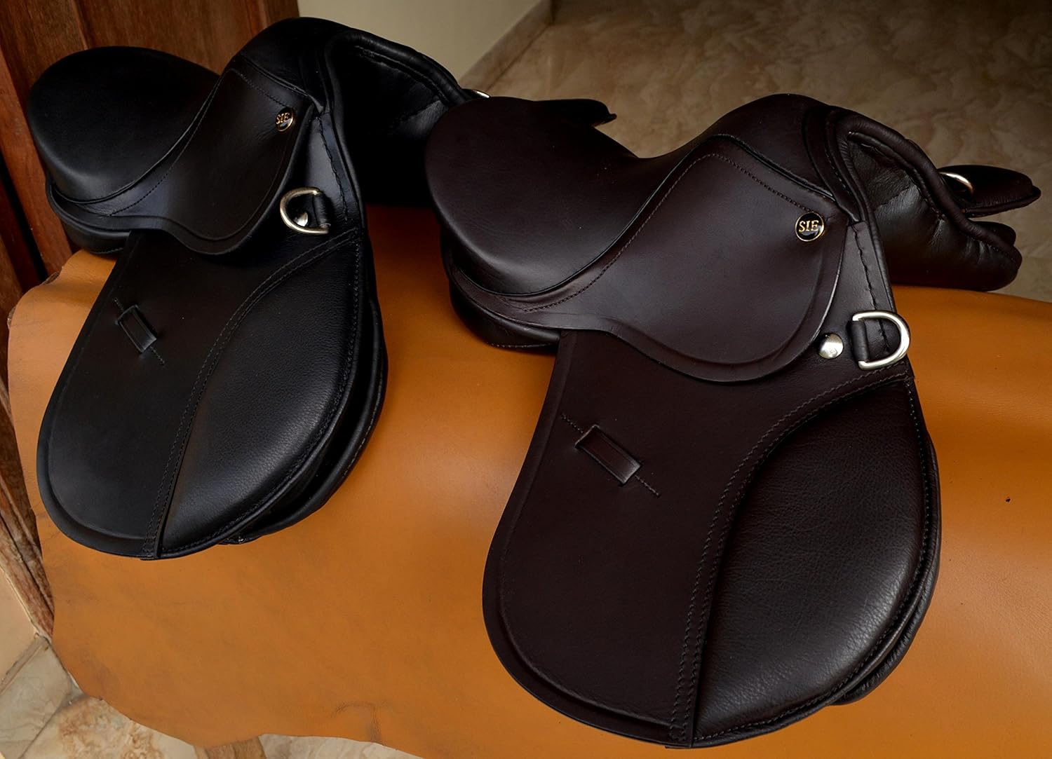 Kids Leather English Jumping Saddle 12 Seat Youth Gift
