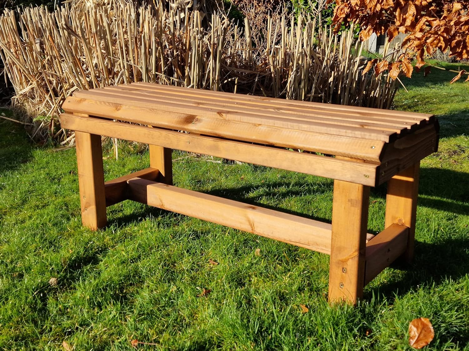 Wooden Garden Bench Redwood Outdoor Patio Seat 100cm
