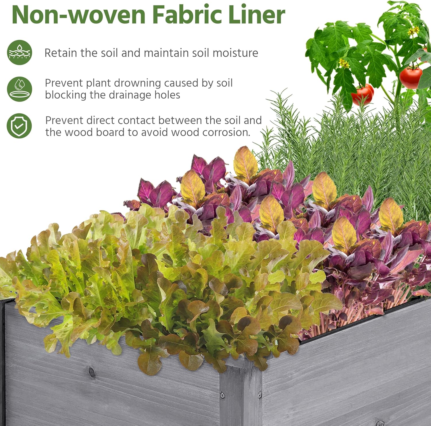 Raised Wooden Garden Bed Grey Elevated Planter Box 120cm
