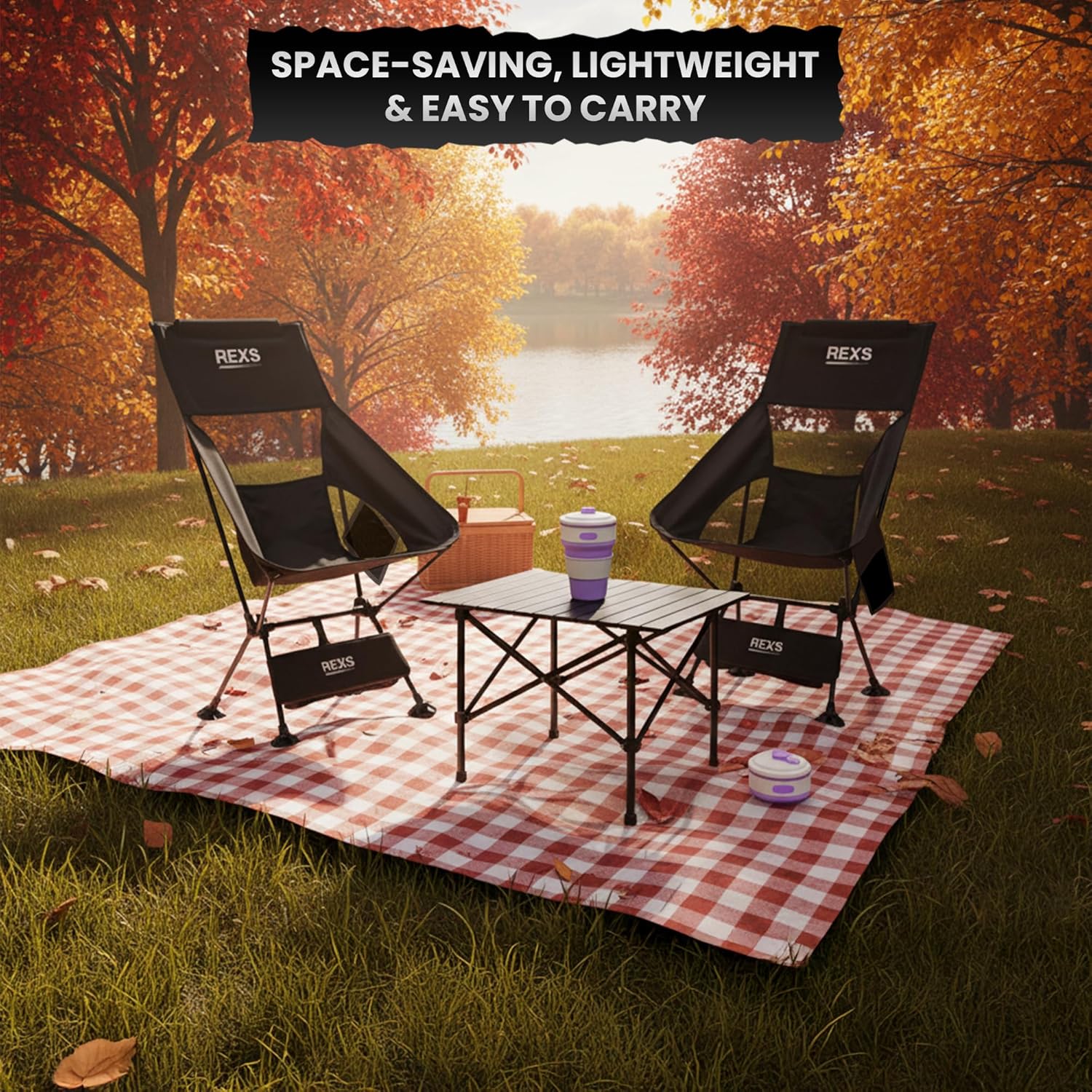 Lightweight Folding Camping Chair Compact Outdoor Black