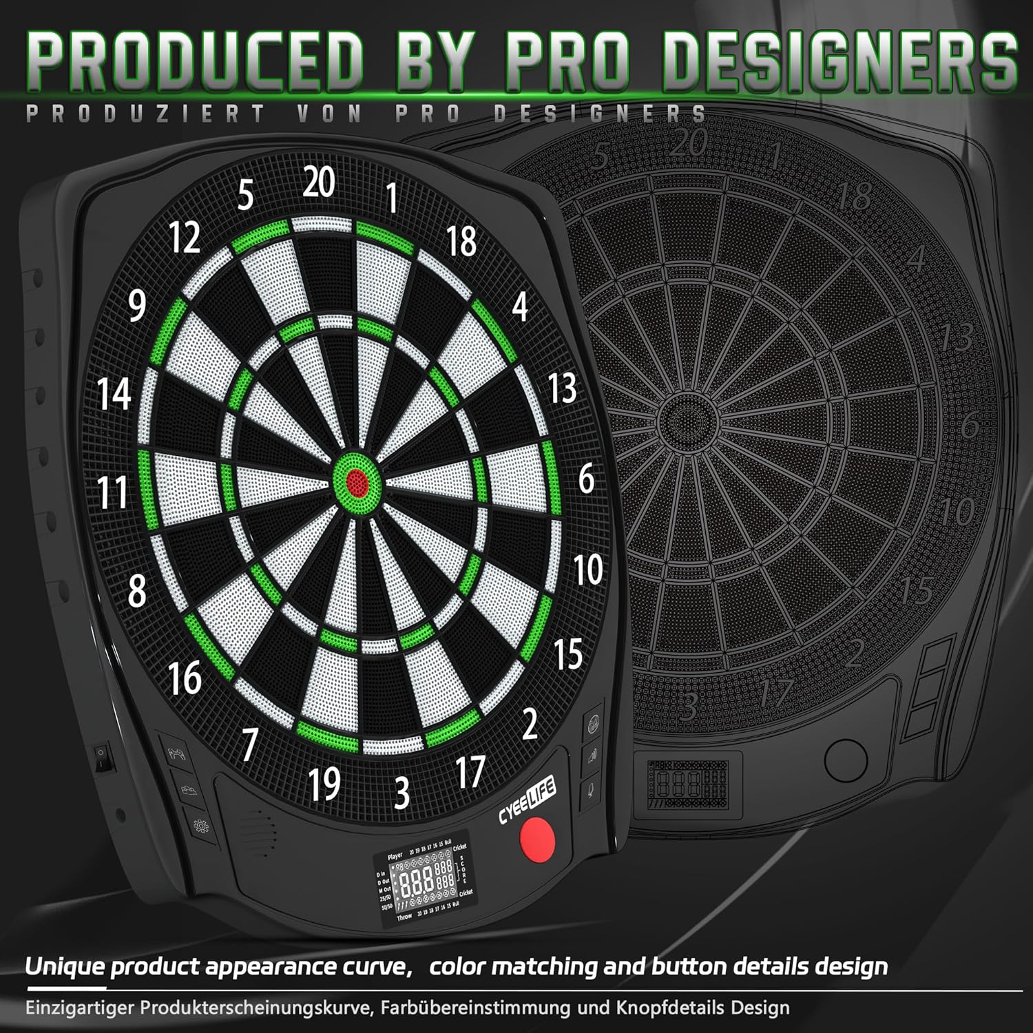 Electronic Dartboard 8 Player LED 34 Games 12 Darts Set Compact